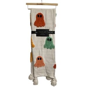 Rachel Zoe Halloween Ghost Oversized Decorative Throw Blanket 50x70 Tassels New